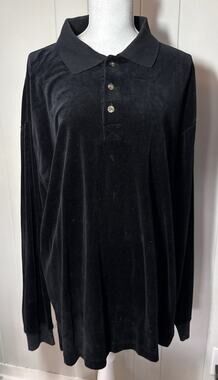 Naturalife Black Velour Pullover Top - Mens Size 2XL - Buttery Soft Vintage V2